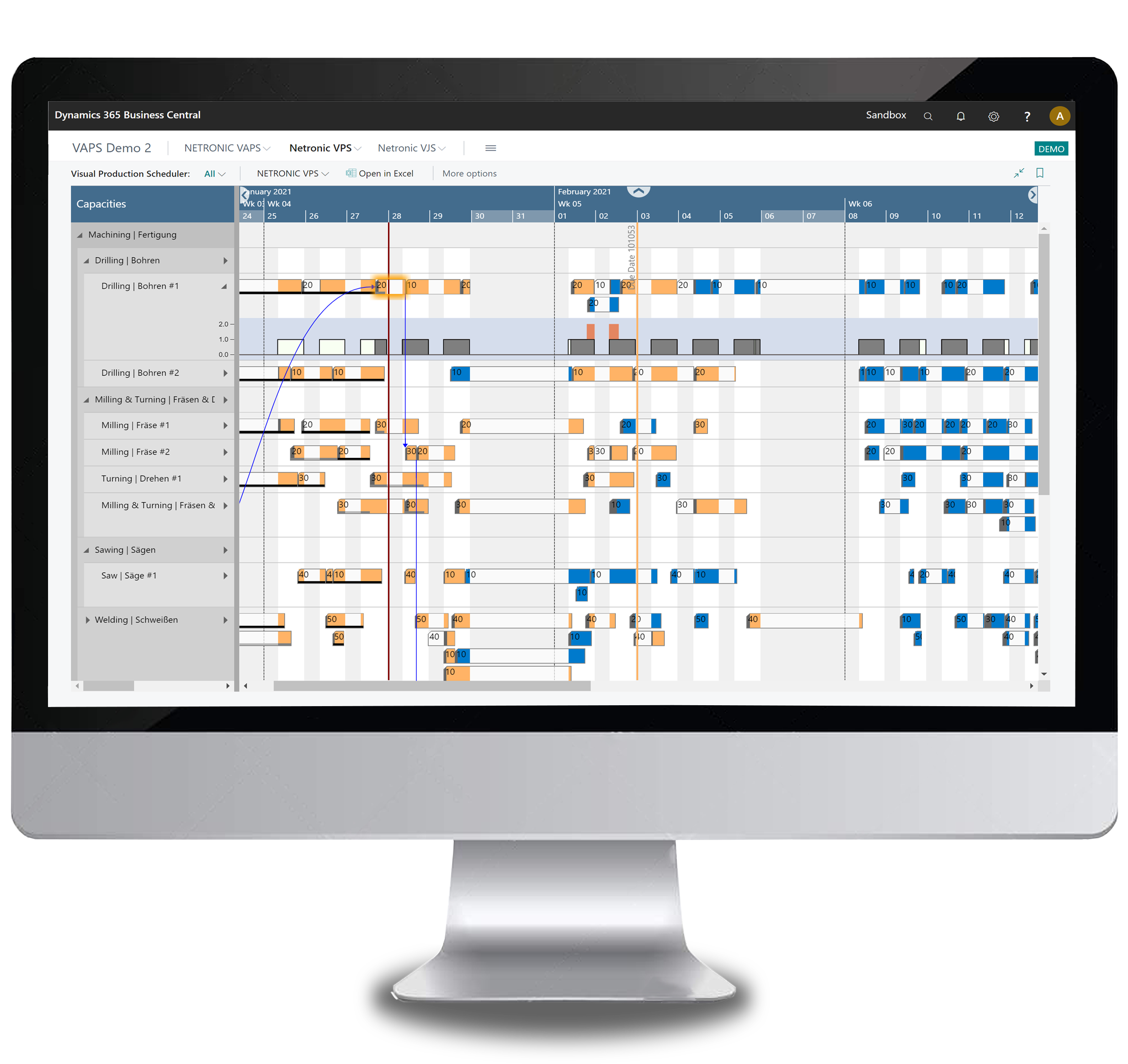 Visual Production Scheduler Production planning Business Central